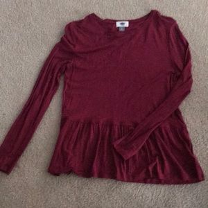 Merlot Peplum Long Sleeve Tee
